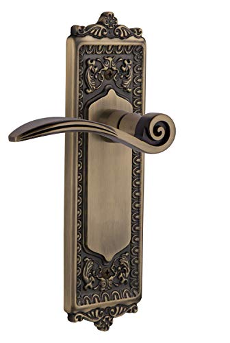 Image of Nostalgic Warehouse Egg & Dart Plate Single Dummy Swan Lever in Antique Brass