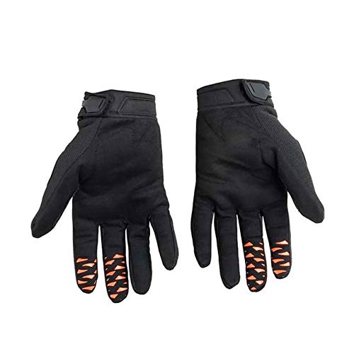 Luva para Motociclista Dedo Longo Tam. G Material Emborrachado e Couro Preto/ Laranja Atrio - MT035