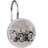 Tractor, Shower Curtain Hooks Rings Set of 12 Resin Decorative Shower Curtain Hooks Stainless Steel