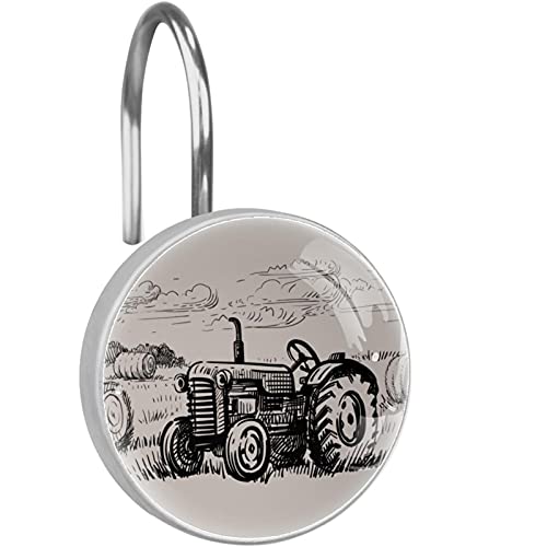 Tractor, Shower Curtain Hooks Rings Set Of 12 Resin Decorative Shower Curtain Hooks Stainless Steel Round Metal Shower Rings #TOP3