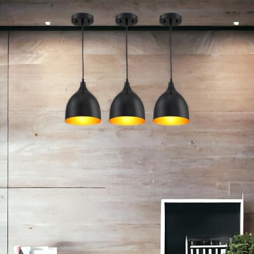 Image of GreyWings Modern Hanging Pendant Light for Ceiling - Black Aluminium Dome, Antique Decor, E-27 Holder, (Bulb is not Included) Pack of 1