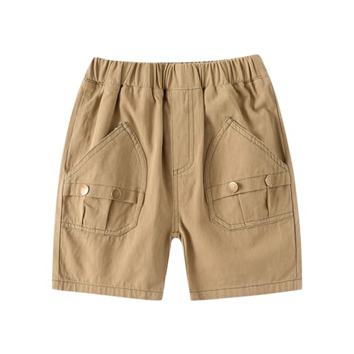 Moonker Toddler Boys Cotton Cargo Shorts Elastic Waist Solid Color Soft Lightweight Sport Pants Active Loose 5t2