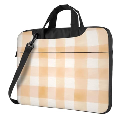 Housse ordinateur 15.6 pouces à carreaux orange et blanc citrouille rembourrée