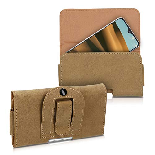 kwmobile Funda para Smartphone - Carcasa con Clip de cinturón - Cover de Cuero sintético 14.4 x 7 CM