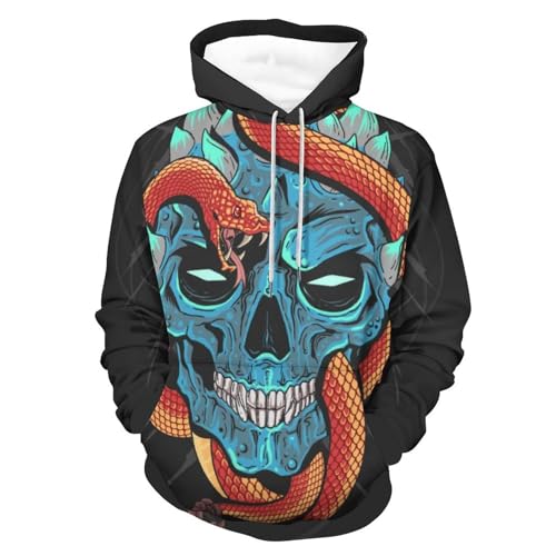 UMENG Hoodie Serpent Mort Sweat à Capuche Unisexe Noir Taille S