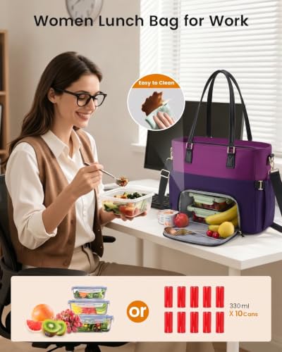 Image of LOVEVOOK Lunch Tote Bag for Women, Work Laptop Bag with Lunch Compartment