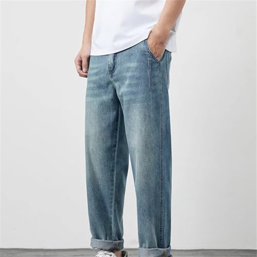 Men's Summer Thin Lyocell Jeans Classic Straight Wide Leg Denim Pants Casual Work Trousers Plus Size4