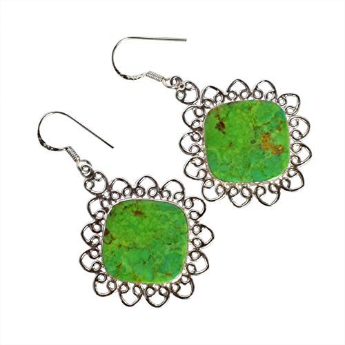 Boucles d'oreilles cuivre vert 20mm argent anti-allergie
