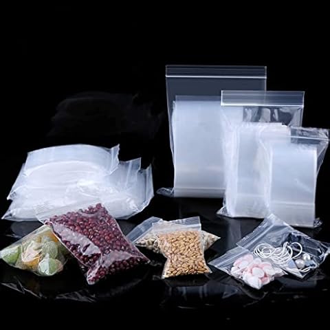Valchoose 600 Pack Resealable Plastic Bags Grip Seal Bags with 3 Different Sizes, Plastic Seal Bags for Small Items Storage, Handy and Tight Grips Seal, Mini Plastic Bags for Jewellery and Buttons Cover