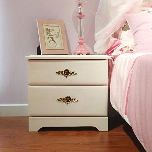 JUXYES Pack of 5 Euro Rose Decorative Cabinet Knobs with Plate, Floral Ivory Drawer Knob Cupboard Door Knobs, Ivory White Drawer Pulls Cabinet Handle Knobs for Dresser Cabinet - Image 7