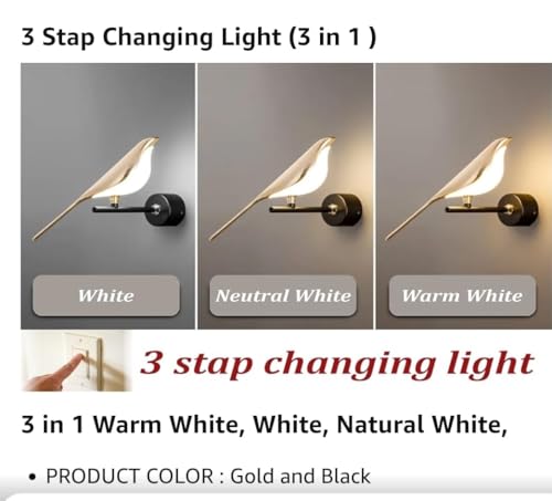 Image of BrightLyt Wall Light for Living Room, Modern Wall Lamps for Bedroom, Wall Lights for Home Decoration, Bedside Wall Lamp, Hotels and Restaurants (Pack of 1) (Bird)