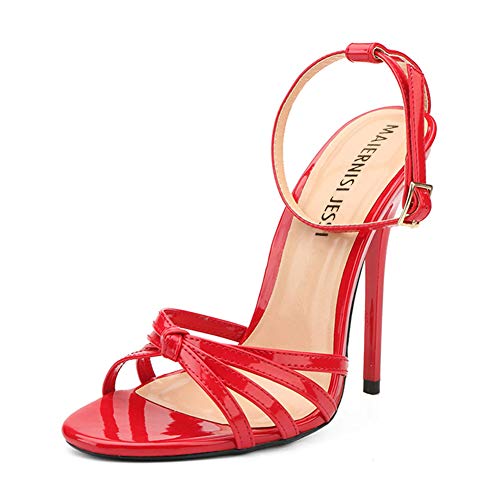 Image of MAIERNISI JESSI Unisex Men's Women's Strappy Stiletto Sandals, Ankle Strap, 5.1 Inch High Heel