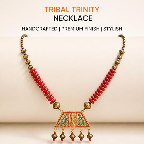 Image of AAKRITI ART CREATIONS Handcrafted Tribal & Wooden Necklace Collection | Dhokra, Ethnic, Brass & Artistic Designs | Royal, Boho & Nomadic-Inspired Statement Jewelry for Women