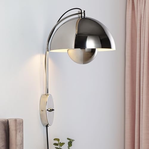 COSYLUX Mid-Century Modern Bud Plug in Wall Sconces for Bedroom Chrome