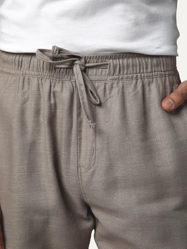 Image of Urbano Fashion Men's Straight Fit Linen Cargo Pants with 6 Pockets