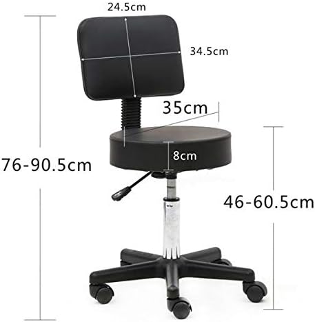 Miniatura 2 de XIAOSENLIN Taburete redondo de piel sintética con reposapiés, ajuste de altura giratorio para spa, dibujo, salón, tatuaje, trabajo, oficina, masaje,