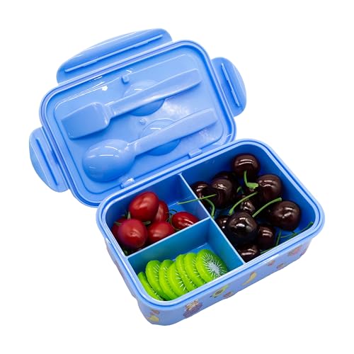 Image of Fast Forward Bluey Bento Lunch Box for Kids | Bluey and Bingo Food Container with Utensils | BPA-Free Lunch Kit with 3 Compartments | Bento Snack Box with Spoon & Fork