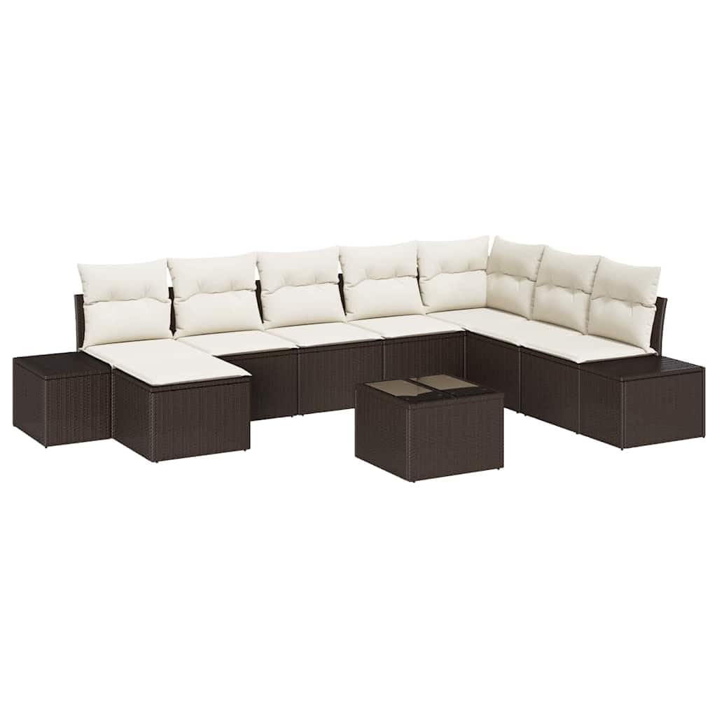 Modulowy polirattan z poduszkami zestaw tarasowy 8 el. Brązowy 319x209x85cm