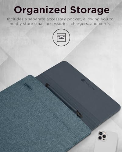 Image of Lenovo Slim Laptop Sleeve 14 Inch Notebook /Tablet - Compatible with MacBook Air /Pro - Eco-Friendly Lightweight Case with Accessory Pocket & Magnetic Closure - Teal