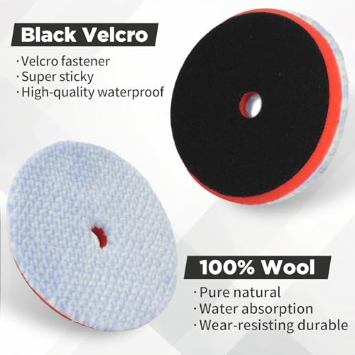 Image of Autolock 6 inch Buffing Polishing Pads, 2Pcs 6 Inch (150mm) Wool Polishing Pads, Buffing Pads Set with Hook and Loop for Car Polisher, Polishing and Buffing（Blue）