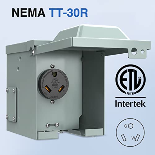 Image of Nilight 30AMP RV Power Outlet Box 125V ETL Listed NEMA TT-30R Receptacle