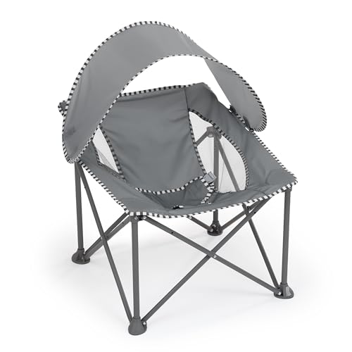 Bright Starts Pop 'N Chill Travel Seat, Indoor/Outdoor Use, Infant Seat with UPF 50+ Canopy, Grey,...
