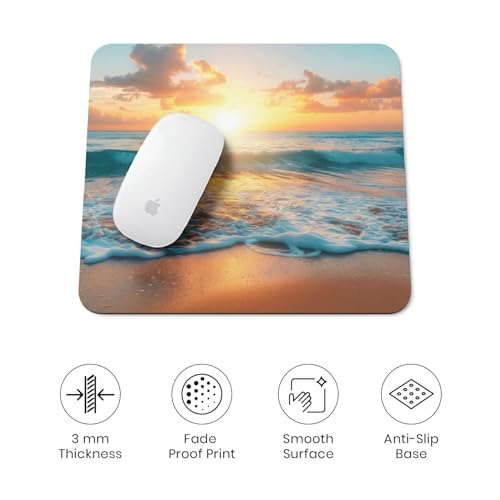 Image of TrendzyKart Premium Non-Slip Mouse Pad | Smooth Surface for Optical & Laser Mice | Anti-Skid Rubber Base | Office, Home & Gaming | Square Ocean Glow Design
