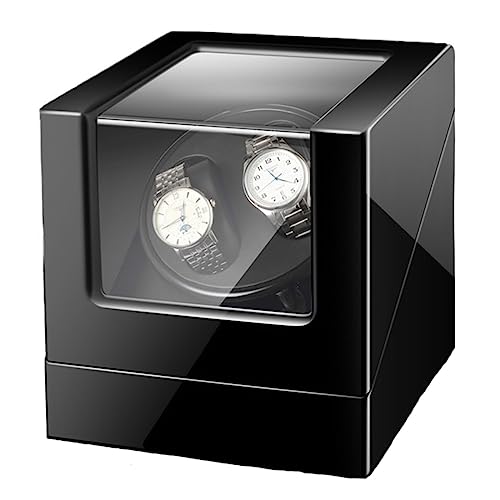 Remontoir montre automatique double silencieux - Écrin de rangement rotatif noir élégant