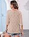 Totatuit Womens 3/4 Sleeves Crochet Hollow Out Knit Tops Summer Fashion Swimwear Beach Cover Ups Trendy 2026 Light Khaki Medium