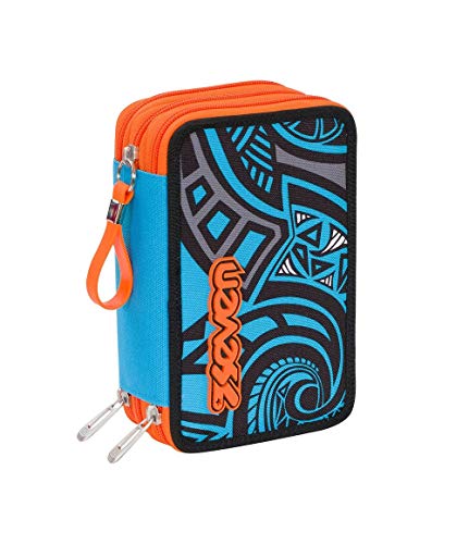 Pen Case for school 3-zip Seven Rawiri Light Blue