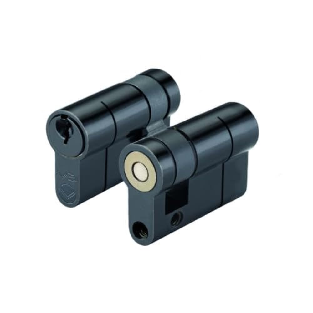 Ironmongery Solutions® V5 Single Euro Profile Cylinder Secure Door Lock Barrel Keyed One Side for Timber Composite Fixing Included (Keyed to Differ (E), Black, 45mm) — image 1