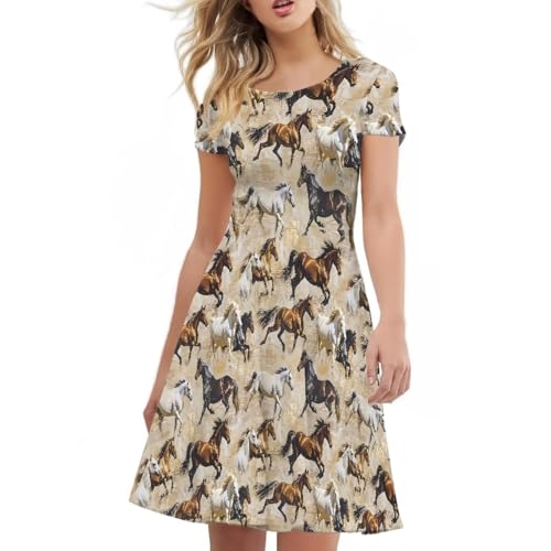 Image of Biyejit Women's Summer Casual Short Sleeve T-Shirt Swing Dress Crew Neck Plus Size S-4XL