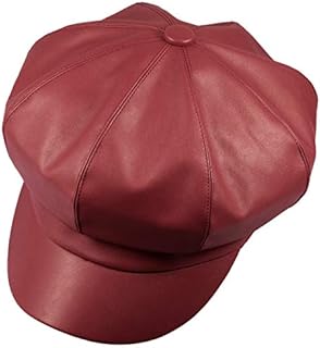KYEYGWO Beret Hats for Women, PU Leather Baker Hat Newsboy Cabbie Cap Peaker Winter Hats for Ladies