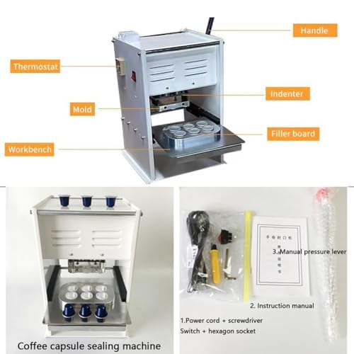 Máquina de sellado manual de cápsulas de café, sellador versátil para cápsulas de 37 mm, ideal para uso doméstico y cafetería