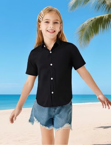 Image of Hawaiian Shirt for Boys Button Down Wrinkle Free Shirt Short Sleeve Funny Beach Casual Summer Print Top for Kids 4-15 Years