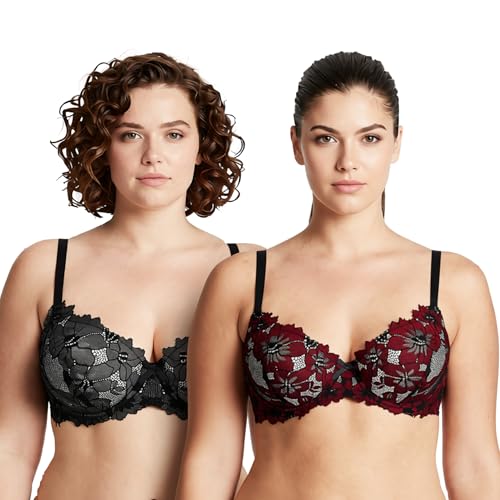 Sujetador de encaje Curve Muse rojo de copa perfecta ideal para lucir con vestidos escotados