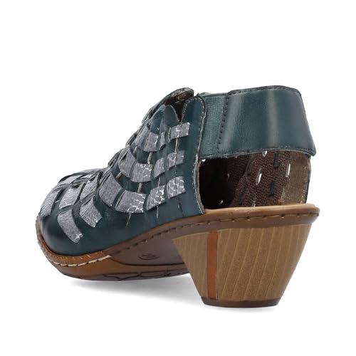 Image of Rieker 46778 Sina Women's Heels - Sling-Backs, Leather Upper, Hand-Woven Design, Anti-Stress Comfort, Flexible Sole, Secure Fit, and Timeless Everyday Style