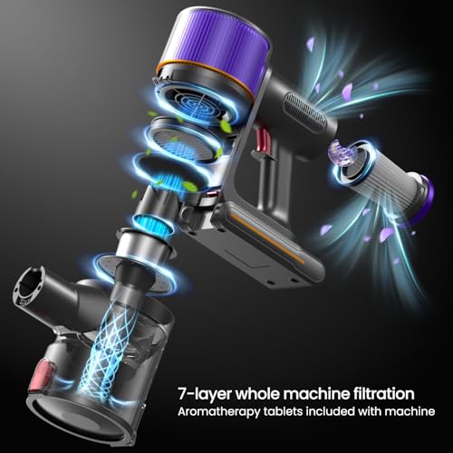 Image of Cordless Vacuum Cleaner, 650W 55KPA 70Mins Vacuum Cleaners for Home, Self-Standing Cordless Stick Vacuum with Anti-Tangle, Lightweight Wireless Vacuum for Hardwood Floor /Carpet /Pet Hair