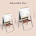 SPEEDY MONKEY Adjustable Wooden Easel for Kids | Double-Sided Chalkboard & Magnetic Whiteboard | Learning Toy for Children | Ideal Gift for Birthdays & Holidays