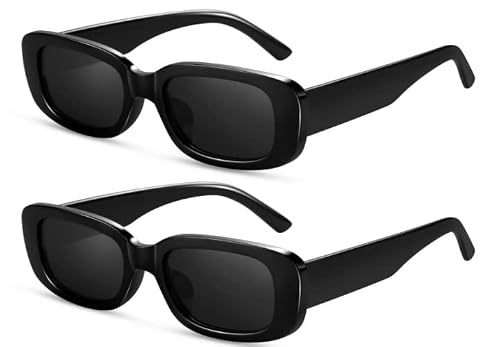 Ougenni Sunglasses Womens Rectangle Trendy Sunglasses Vintage Sunglasses 90s Retro Y2K Fashion Sunglasses for Women Sunglasses Pack
