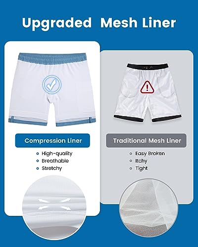 Image of maamgic Mens Swim Trunks with Compression Liner 7 Inch Inseam Mens Bathing Suit Quick Dry Swimming Trunks Swimsuit