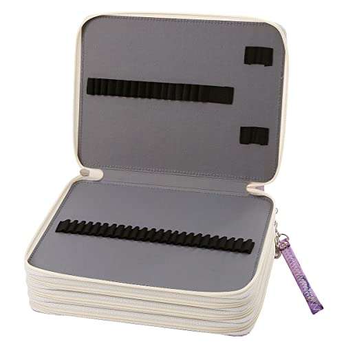 Image of 184 Slots Pencil Case Organizer w /Removal Handle Strap | 4-Layer Zipped Pencils Box Large for Colored Pencils Watercolor Pencils for Office and Travel for Artist
