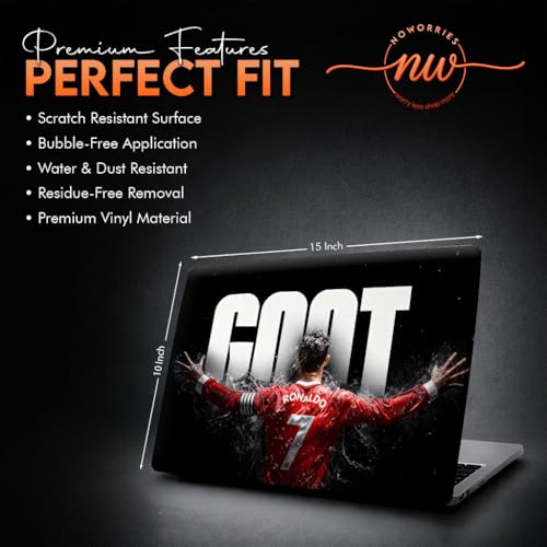 Image of NoWorries Laptop Skin for 15.6 & 14 Inch Laptop | Motivational, Superhero, Sports & Graphic Design Laptop Sticker Wrap | Premium Vinyl Laptop Cover (Ronaldo7, 15 x10inches)