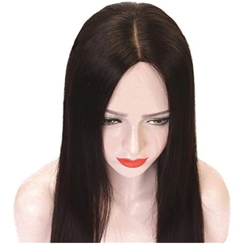 Toppers de pelo humano con base de seda y clip en corona Cover