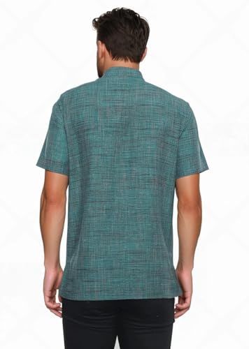Image of Khadie Cotton Blend Solid Casual Regular Fit Mandarin /Chinese Collor Short Kurta for Men