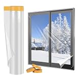 Yotache Window Insulation Kit 1.6m x 10m Long Indoor Window Shrink Film, POF Insulating Shrink Film for Windows, Draught Excluder Waterproof Dust Proof, Transparent