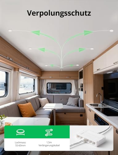 BOJIM LED Einbaustrahler AC/DC 12V Spots Wohnmobil, 55mm 58mm 60mm Lochmass, 4W IP44 Wasserdicht Einbauspot Slim, Warmweiß Neutralweiß Kaltweiß Einbauleuchten, Möbeleinbauleuchte für Camper Bad, 6er