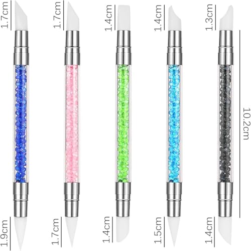 Image of Keli 5 Pcs Dual Head Silicone Nail Art Sculpting Tool Set, Professional 3D Nail Design Pen for UV, Poly Gel & Acrylic, Nail Carving Shaping Brush, Manicure DIY Tools for Salon & Home Use