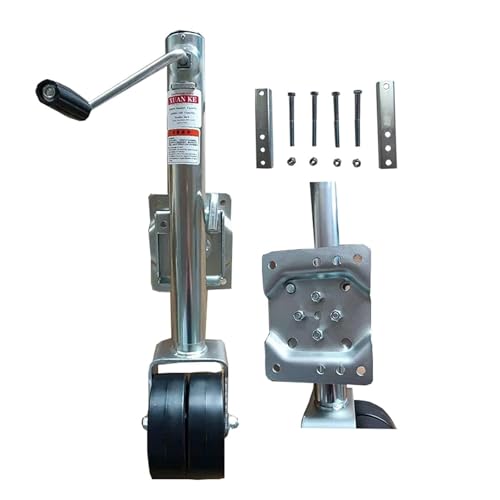 QICBYING Heavy-Duty Bolt-On Swivel Jack, Boat Trailer Jack With Wheel, Heavy Load Trailer Jockey Wheel, Galvanized Support Wheel, 15cm Double Wheel Trailer Wheel, 680kg, For Boat, Camper, Yacht