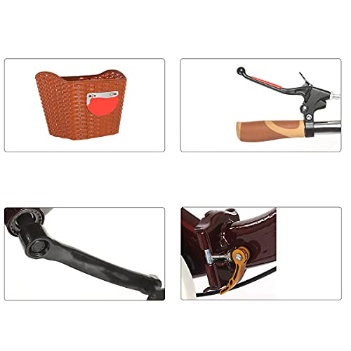 Senioren/Erwachsene Dreiräder Faltbare 20 Zoll 3 Rad Fahrräder Cruise Bike Single Speed Dreiräder Stoßdämpfer Gabel mit Einkaufskorb (Grau) – Bild 5